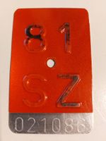 Velonummer SZ 81 Mofanummer plaque Mofa