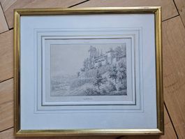 Lithographie Aargau, Schloss Liebegg, J.F. Wagner, 1840