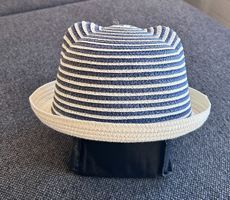 NEUW ☀️ bis ca 3 J Sonnenhut Hut Strohhut blau-weiss