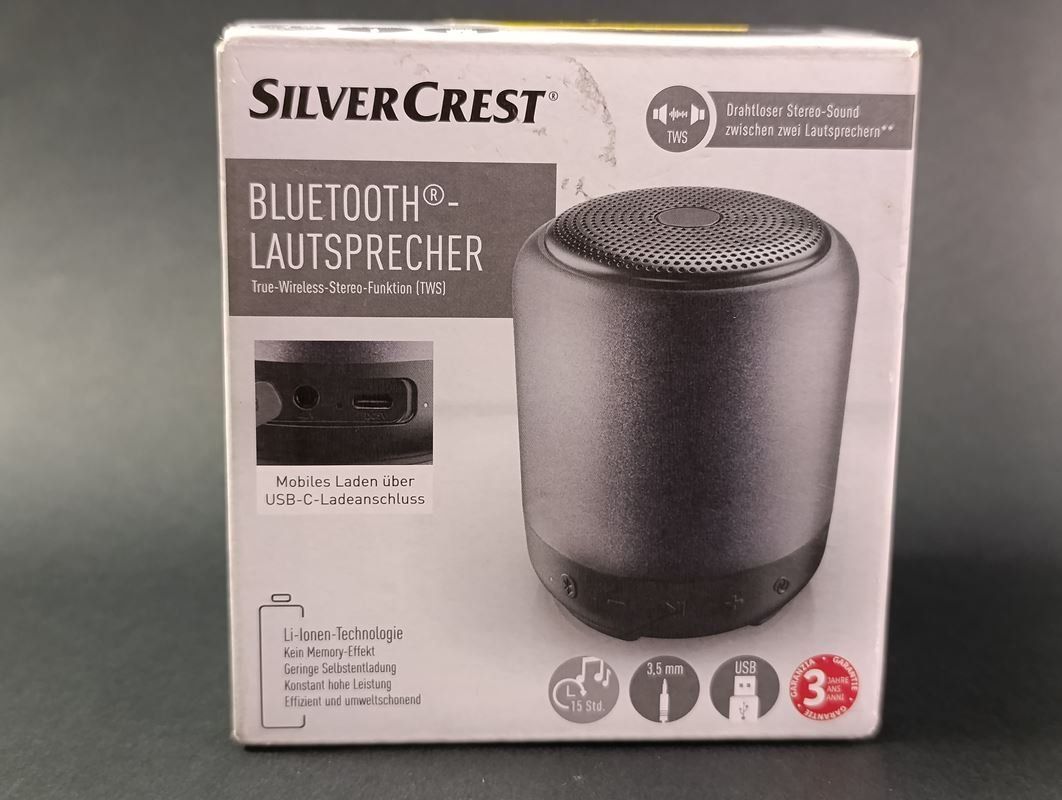 SilverCrest Haut-parleurs: SILVERCREST Enceinte Bluetooth grise – D'occasion à Thielle par Plusvalue_Neuchatel