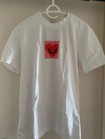 Zara Marco Oggian T-Shirt Weiss mit Print, Neu, Gr. S