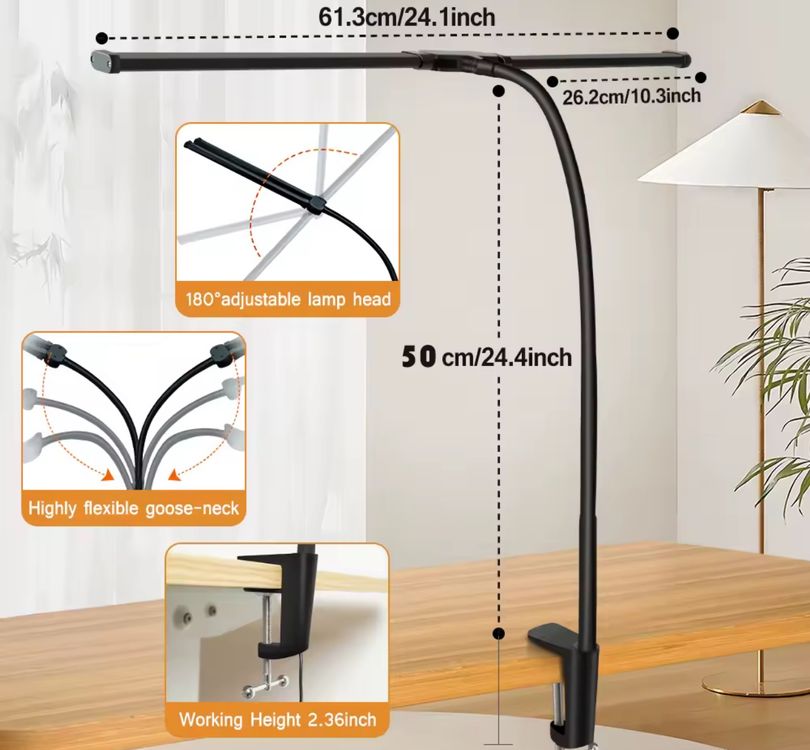 Lampade: Double Single Head Led Clip Desk Lamp Dimmable Computer – Nuovo e nell'imballaggio originale da St. Gallen venduto da Stirnrunzler 8