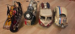 4 Metallfiguren VW Bus  Auto Motorräder /Harley Dekoration