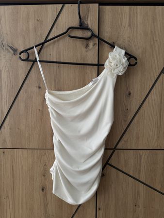Asymmetrisches Oberteil in Weiss, Gr. XS -