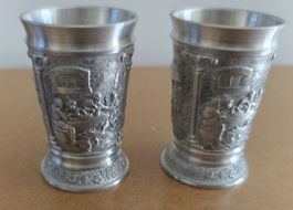 Zinnbecher 95 % Zinn 2 Stk.  für Wein oder Schnaps