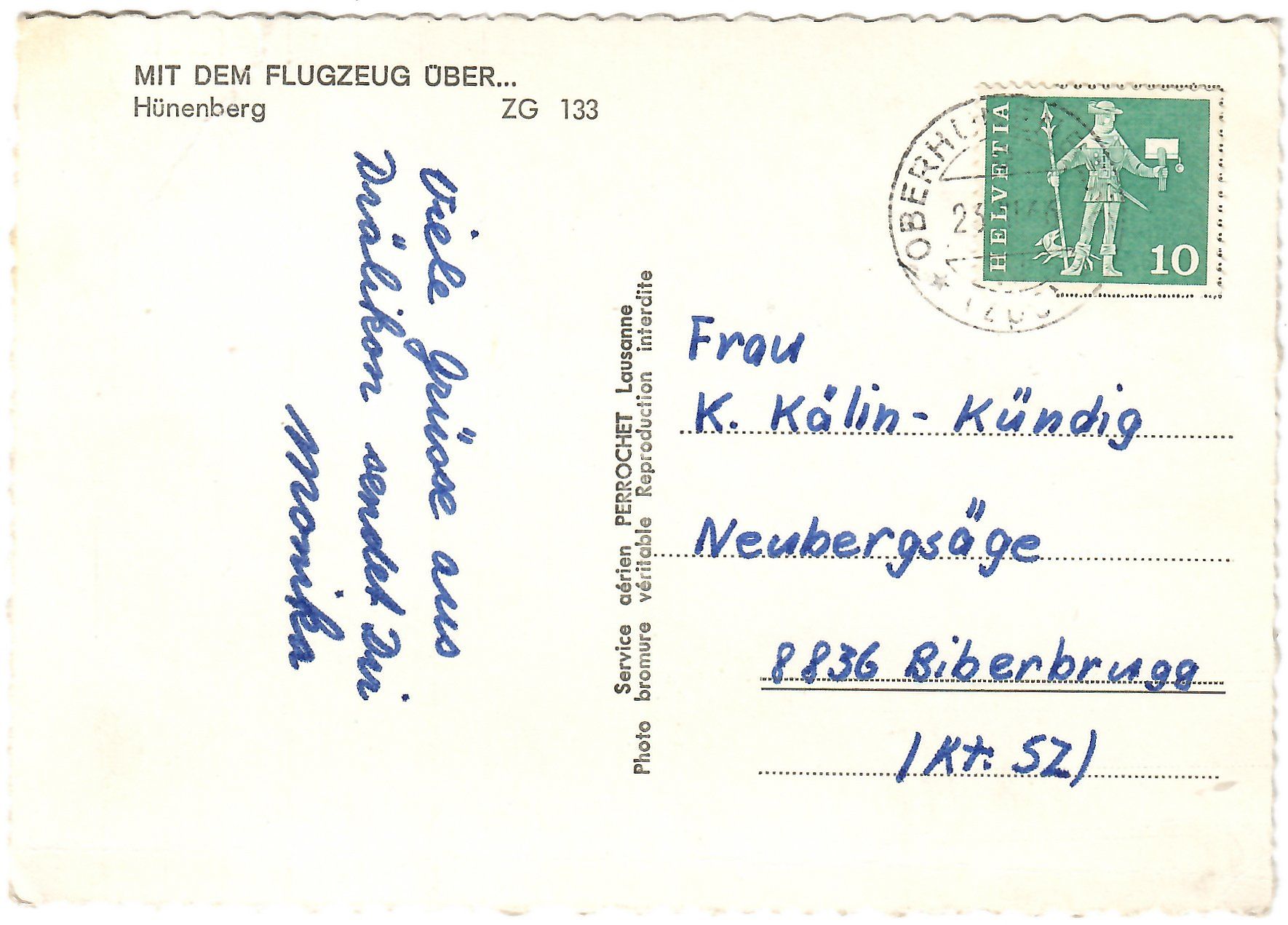 Cartoline postali: Flugaufnahme  Hünenberg ZG – Usato da Kerns venduto da etma3 1