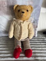 Antiker Mohair-Teddybär mit Glasaugen