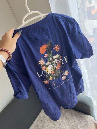 T-shirt bleu imprimé floral 