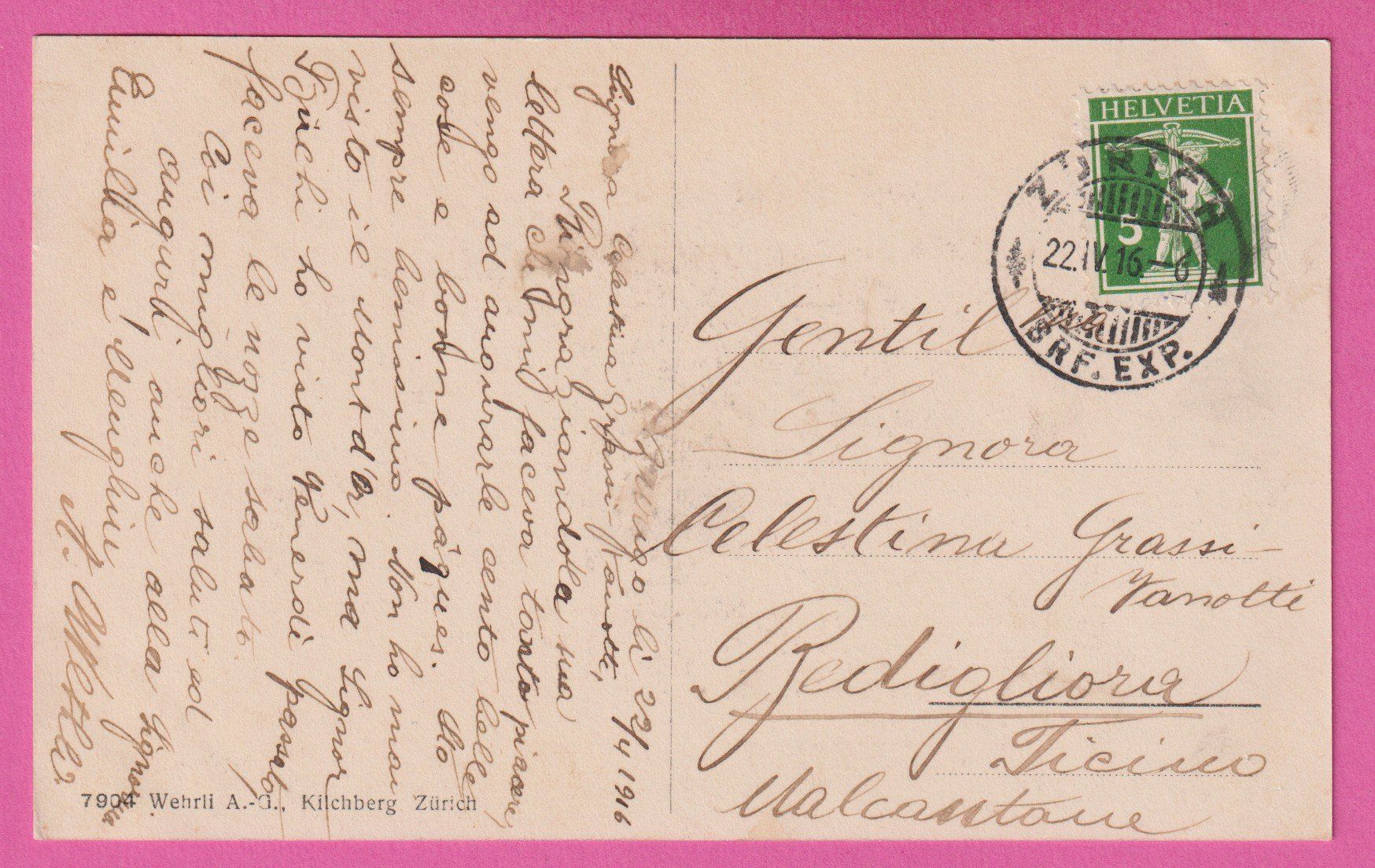 Cartoline postali: Frohe Ostern gel 1916 – Usato da Einsiedeln venduto da dillie 1