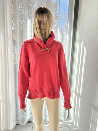 Chaps/ Ralph Lauren XL Coral Cotton Knit Toggle Sweater