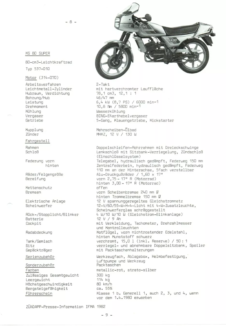 Zündapp Strasse: Zündapp 1982 - Originalprospekt & Pressedoku. – Gebraucht aus Malans GR von Chueche427 7
