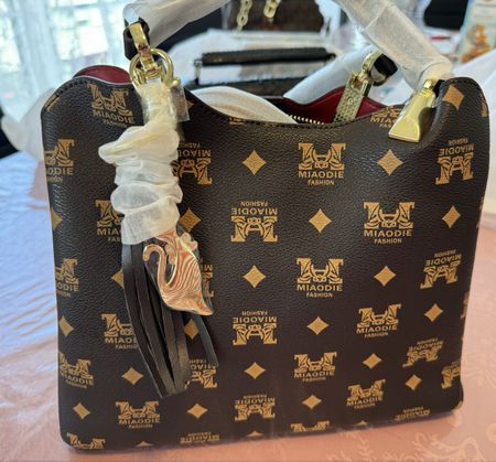Handtasche Miaodie Fashion braun goldfarben neuwertig