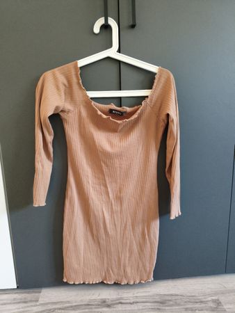 Abito corto Missguided a coste colore marrone chiaro 
