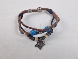 Braun-blau Armband mit Schmetterling-Anhänger