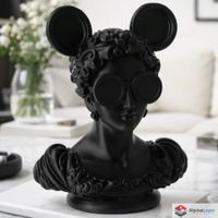 Mickey Mouse Ears Female Bust Sculpture - 3D Printed
