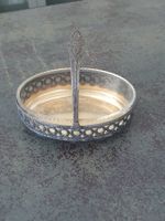 Zuckerdose antik Glas Metall versilbert