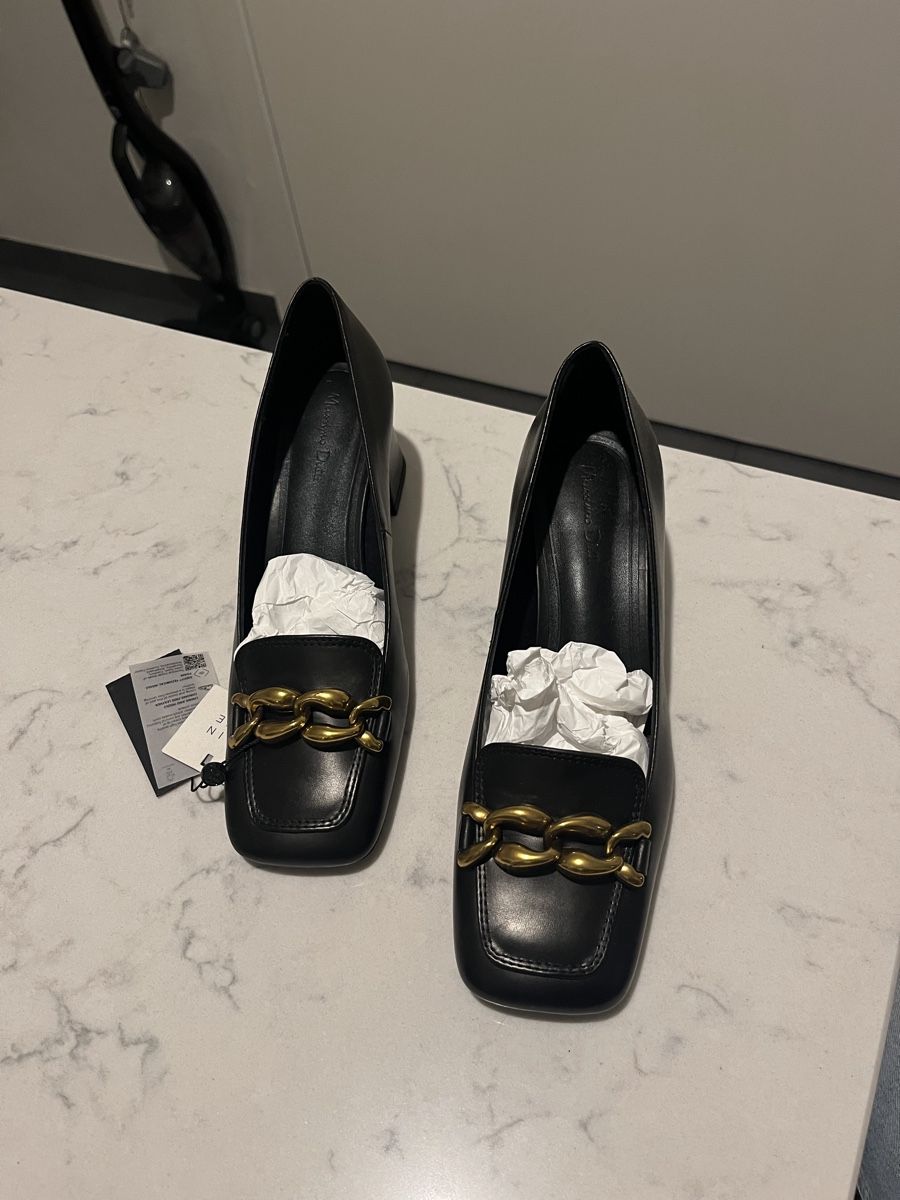 Massimo Dutti Scarpe da donna: Massimo Dutti Leather Block Heel Chain Loafers, EU 39 – Nuovo (secondo la descrizione) da Mies venduto da nic_yk5d 3