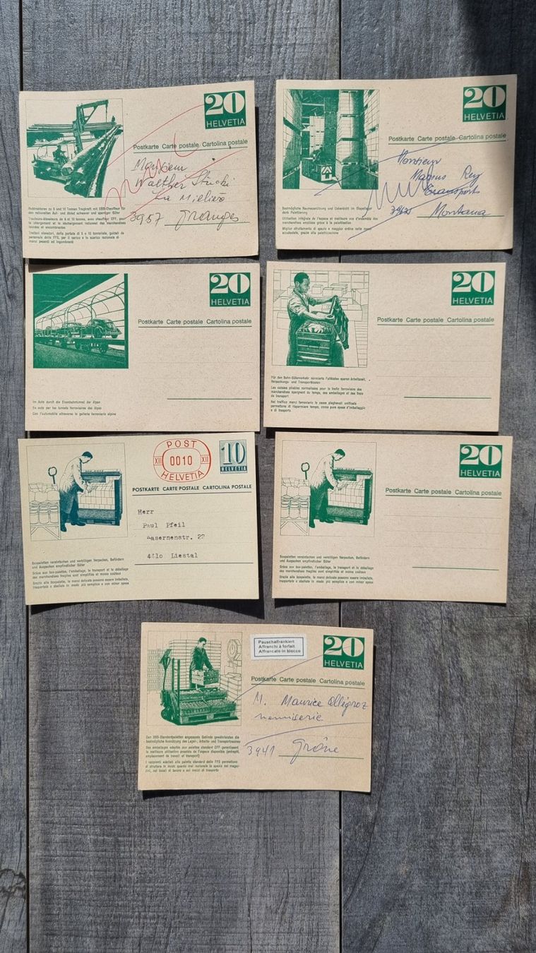 SBB/CFF/FFS Documenti: 7 alte Avisierungskarten der SBB – Usato da Bözberg venduto da heinz-d
