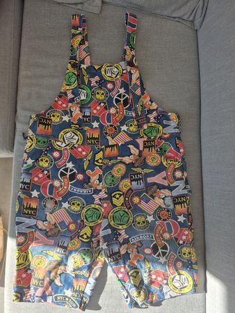 Salopette en jean Hellcatpunks motif imprimé taille M/L