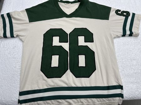 T-shirt I66 vert et crème taille M 100% coton