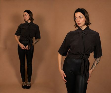JIL SANDER  Silk Tie front blouse late 1980s–1990s - Size S