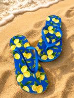 🍋 Sommer Flip Flops Blau Zitronen Gr. 38/39 🌞 NEU