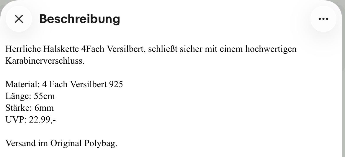 Catenine: Halskette 4fach versilbert 55cm Länge, Neuwertig. – Nuovo e nell'imballaggio originale da Basel venduto da triniswiss68 2