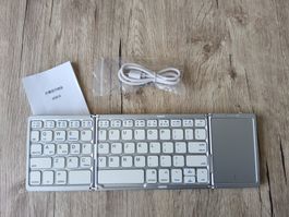 Faltbare Bluetooth Tastatur mit Touchpad silber Neu
