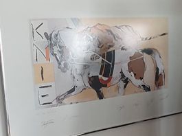 Hans Falk Litho mit allen Unterschriften der Familie Knie