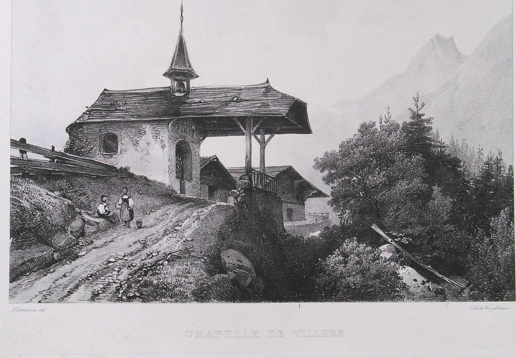 Incisioni: Kapelle Villers   Lithographie  von Engelmann – Usato da Rafz venduto da Helvet32 1
