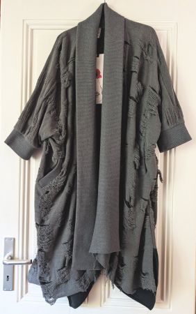 WENDY TRENDY : Manteau en maille grunge-destroy Lagenlook TU