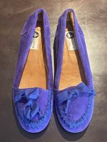 Lanvin, Wildleder Ballerinas, blau mit Schleife, Grösse 41
