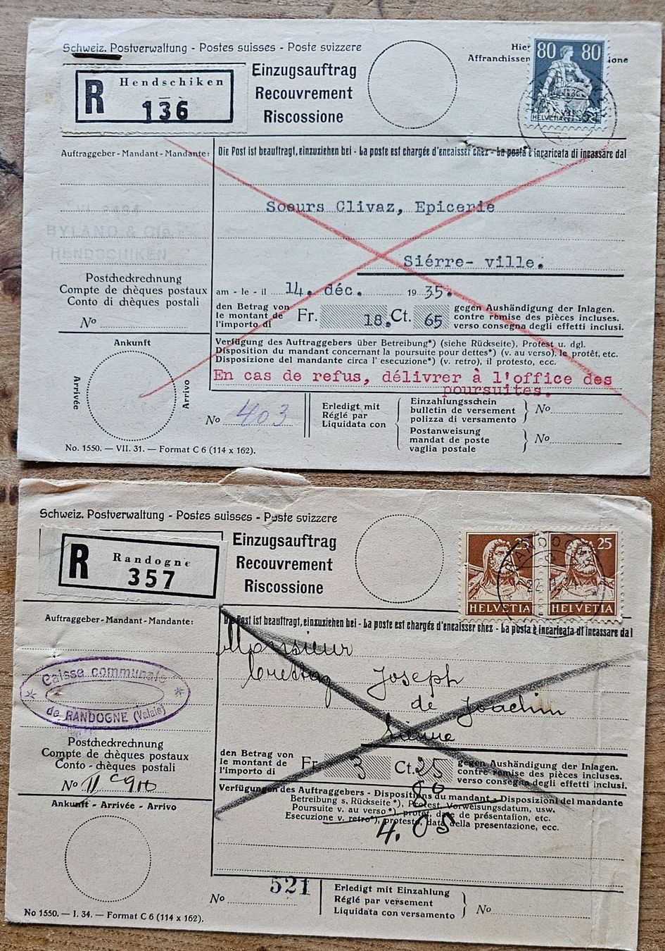 Alle Briefmarken: 2 Einzugsauftrag – Gebraucht aus Les Valettes von Nuba1