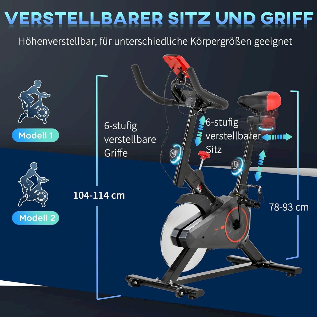 Hometrainer: HOMCOM Indoor Bike Trainer Schwarz+Rot – Nuovo e nell'imballaggio originale da Bottighofen venduto da zaap 6