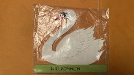 Holzdeko Schwan "Willkommen"