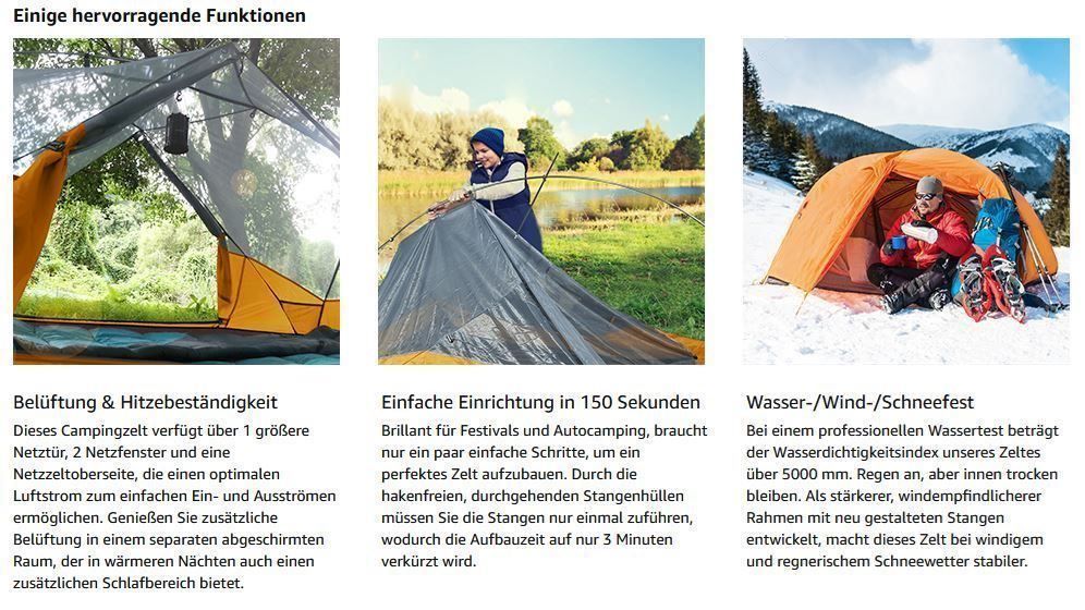MeevrgR Ultraleichtes Rucksackzelt 0,7kg - 4000mm Wasserdicht Für Alle Jahreszeiten