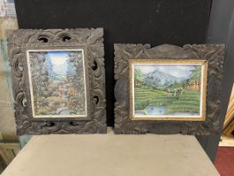 Tableau Balinais Encadré, Peinture Exotique Unique!