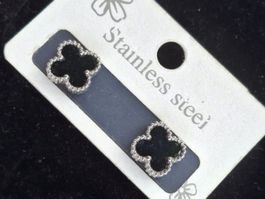 Alhambra Ohrstecker Edelstahl Ohrringe Kleeblatt🍀Schwarz