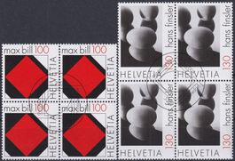 2008, Nr.1294+1295 (Konkrete Kunst) Viererblöcke +Ersttags-O