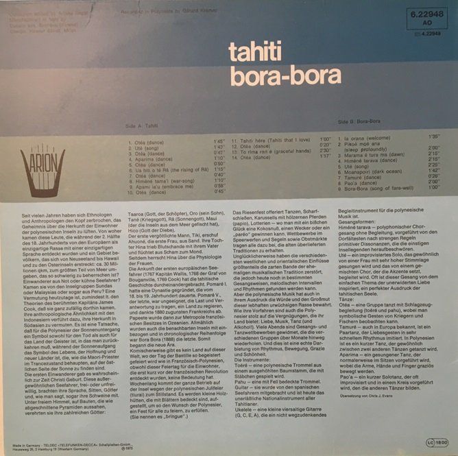 Dischi in vinile: Tahiti / Bora-Bora (LP) – Usato da Grüningen venduto da azulvinyl 1