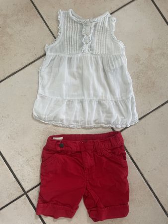 Benetton Sommerset Gr. 82 (12-18M) Weiß Rot