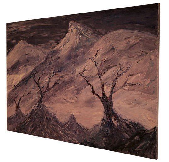 Gemälde: Ewich Sonntag - The 4 trees (2018) / Oel auf Leinwand – Gebraucht aus Seon von galerie5dHafenknelle