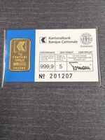 Goldbarren Argor Heraeus 5g 999.9 Kantonalbank versiegelt