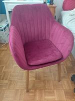 2x chaises en velours bordeaux