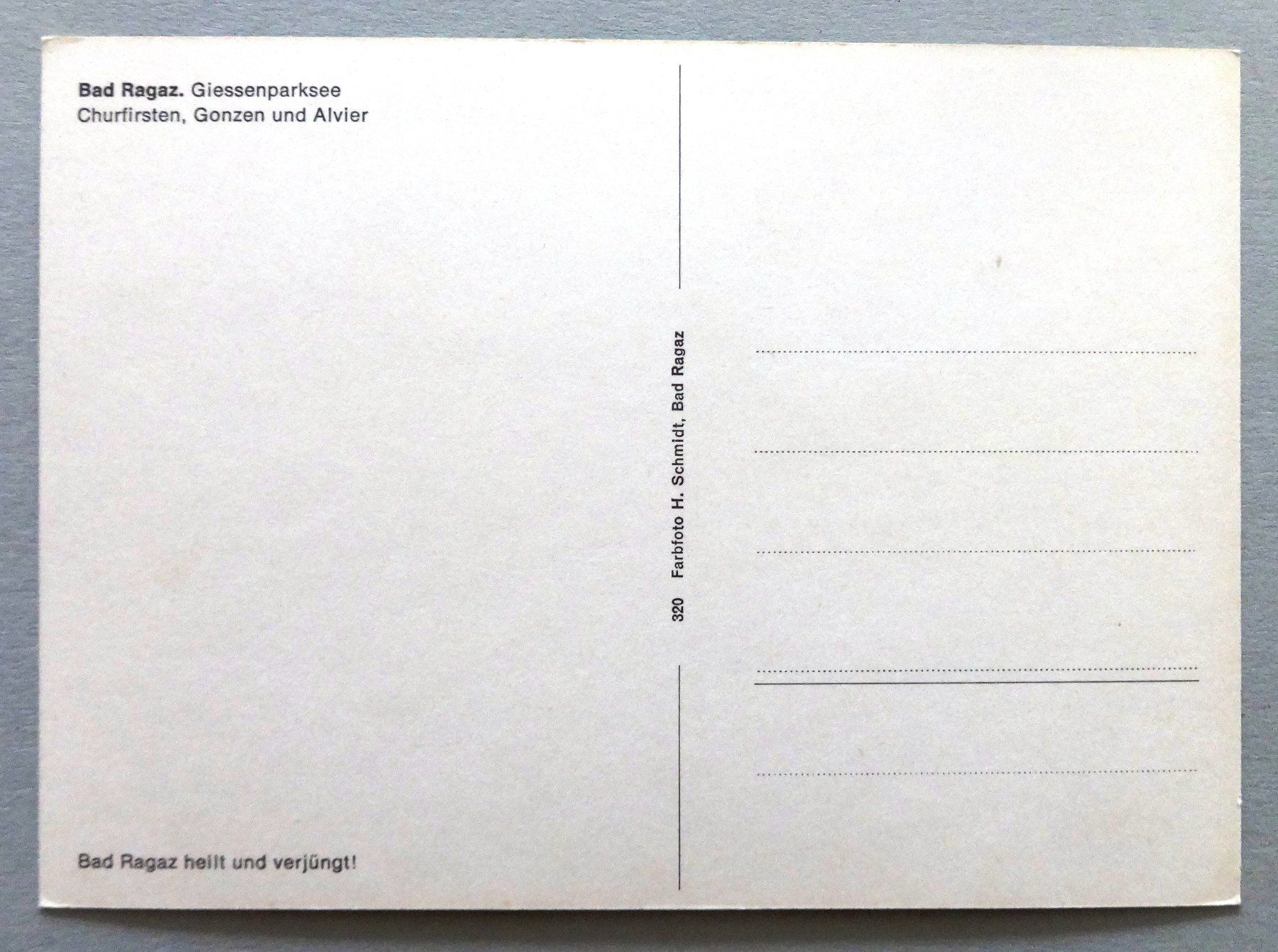 Cartes postales: Bad Ragaz, Giessenparksee – D'occasion à Fétigny par Billy2miny 1