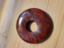 Roter Jaspis Donut Anhänger, Handschmeichler, poliert