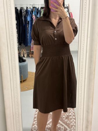 Diane von Furstenberg Braunes Blusenkleid Puffärmeln 40