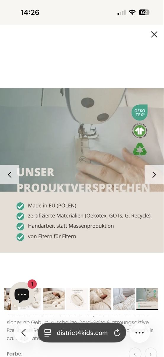 Letti: Babynestchen aus Biobaumwolle – Usato da Hünenberg venduto da elle8888 2