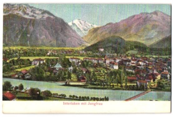 Ansichtskarten: Relief-AK Interlaken, Ortsansicht mit Ju – Gebraucht aus Berlin von bartko-reher