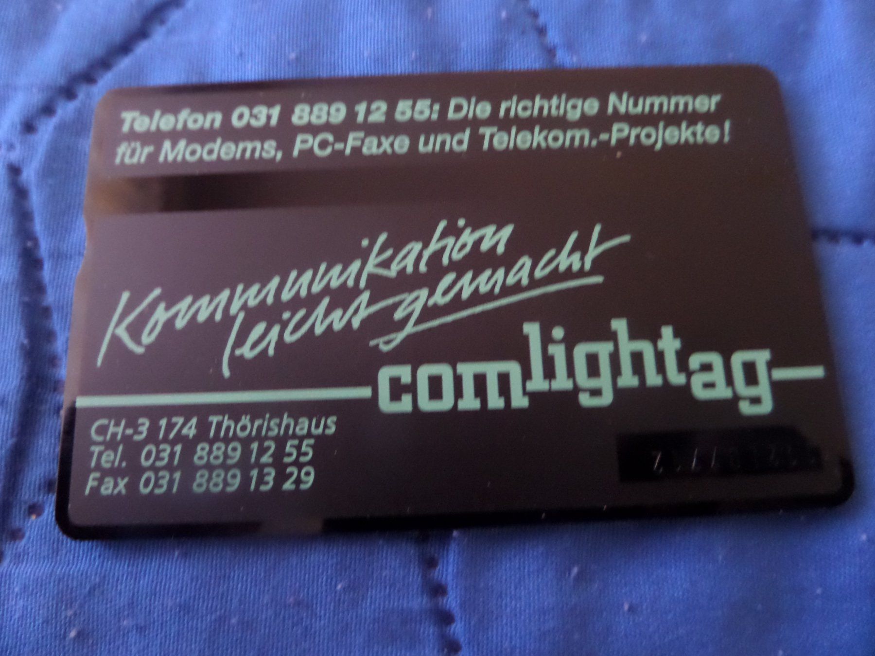 Swisscom Schede telefoniche: PTT Taxcard 10 Comlight AG US Robotics Com...modem – Nuovo (secondo la descrizione) da Thun venduto da ang_7pwg 1